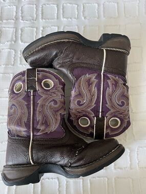 DURANGO Girls Kid Western Boots size 12 Cowboy BT286 DARK BROWN/PURPLE